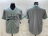 Men's Seattle Seahawks Gray With Patch Cool Base Stitched Baseball Jersey,baseball caps,new era cap wholesale,wholesale hats